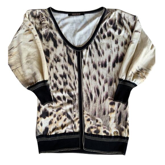 Roberto Cavalli Cashmere & Silk Cardigan 42 (US 6 / S) Old Money Animal Classy - Picture 8 of 16